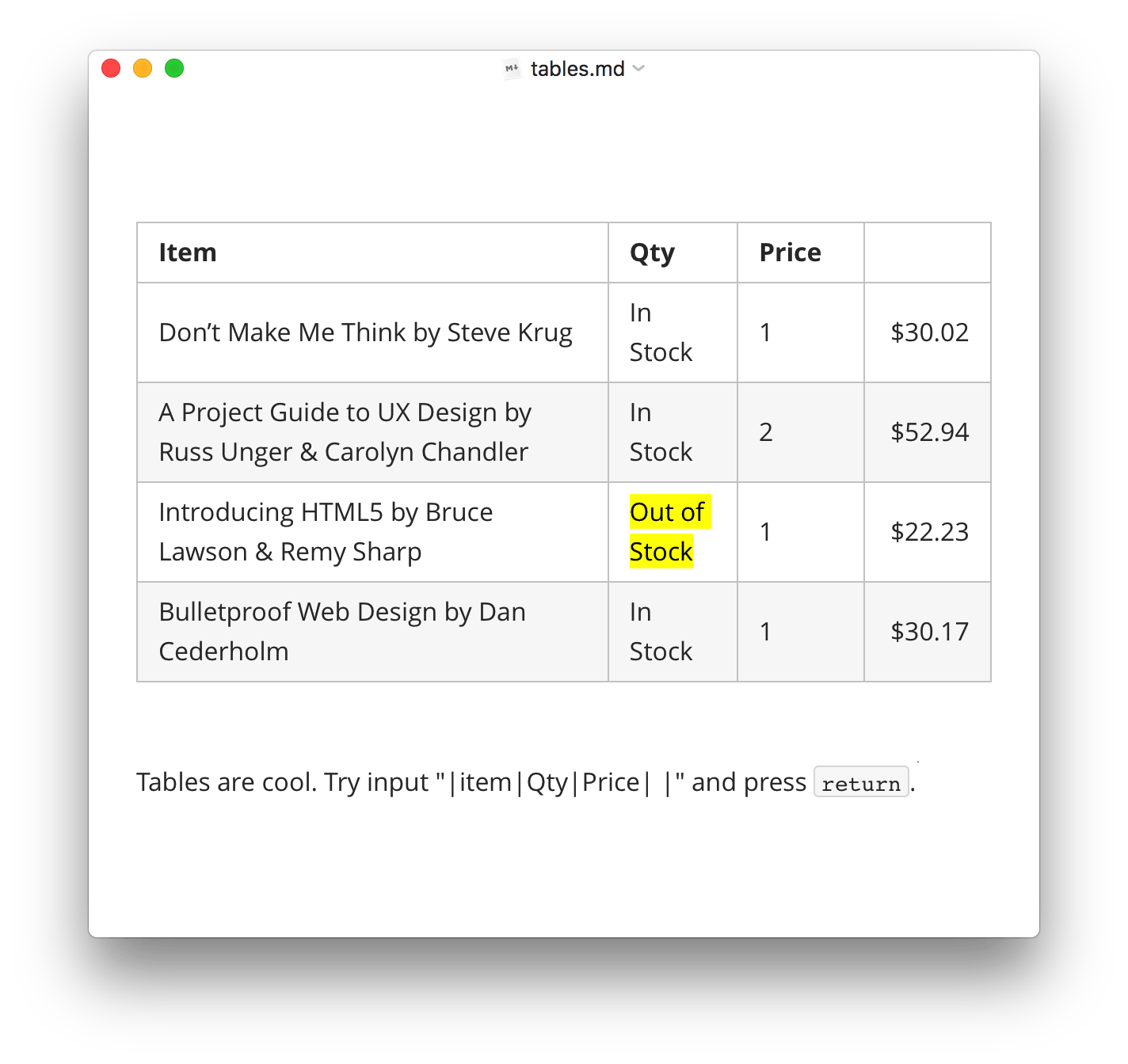 markdown table generator